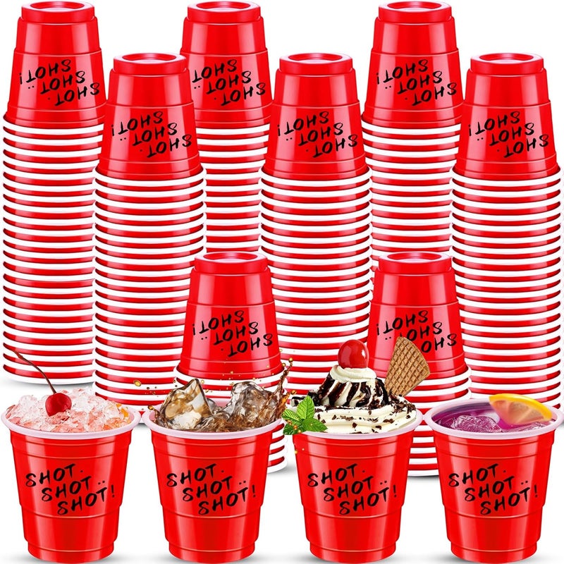 cssopenss 120 pcs Red Plastic Shot Glasses 2 oz red shot cups Christmas shot glasses disposable for drinking Tastings served Snacks Jello Tastings and Samples - Image 1